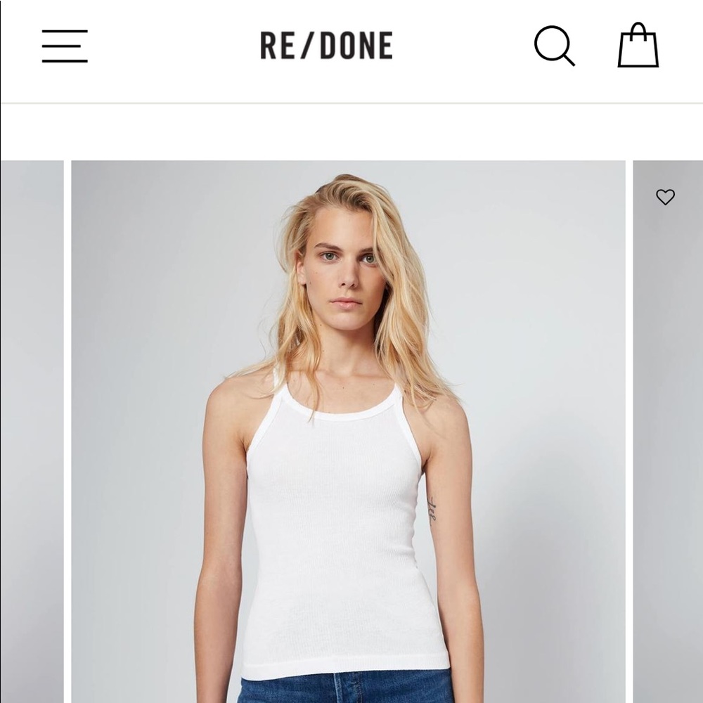 Redone white ribbed tank, never worn